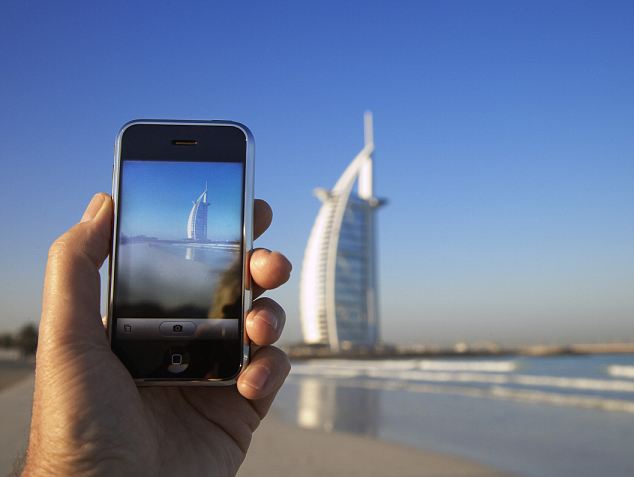 Camera Phone Photograhing the Burj Al Arab Hotel
